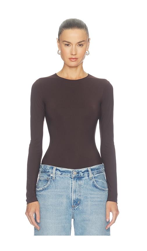 agolde aura long sleeve bodysuit in chocolate. - size m (also in s)