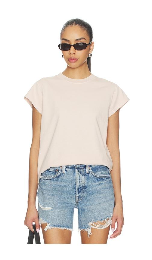 agolde bryce cap sleeve tee shirt in nude. - size l (also in xs, s, m, xl)