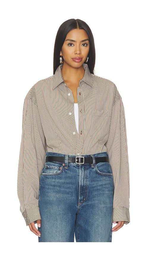 agolde cinch shirt in brown. - size l (also in xs, s, m, xl)