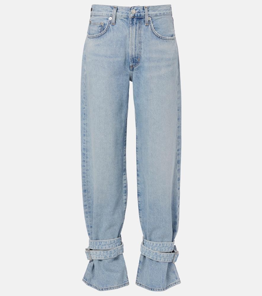 agolde cinched hem straight jeans