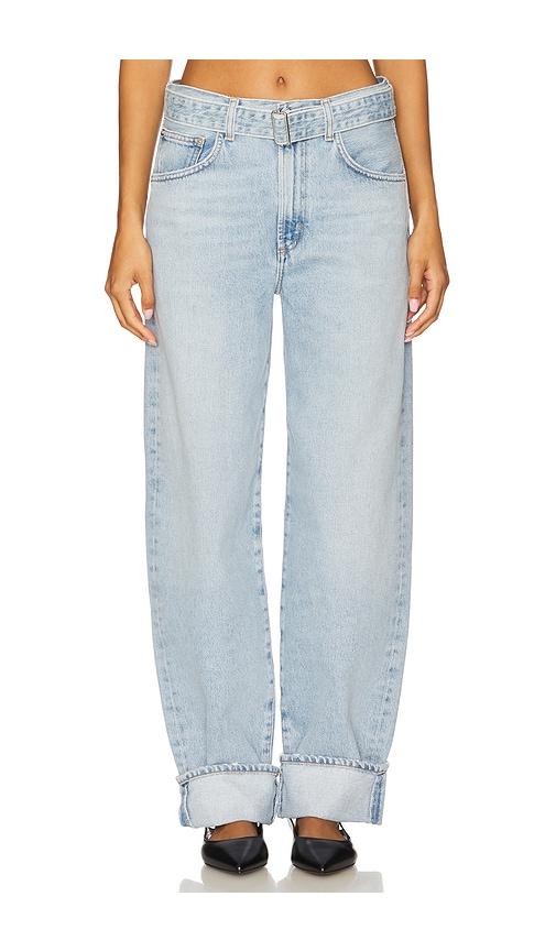 agolde cuffed taper jeans in blue. - size 26 (also in 31)