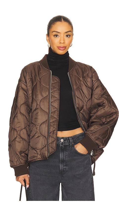 agolde isla quilted jacket in brown. - size m (also in xs)