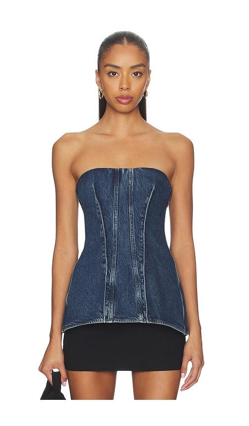 agolde lara corset top in blue. - size m (also in s, xs)