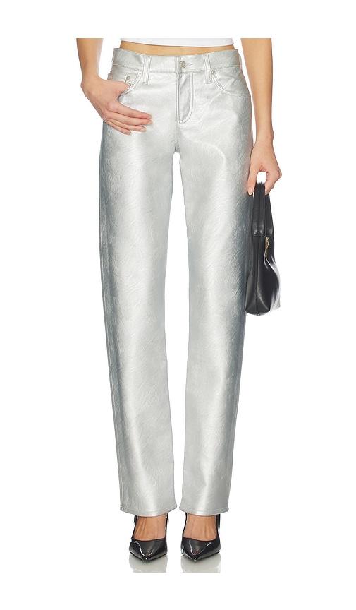 agolde low rise slim pants in metallic silver, grey. - size 24 (also in 25, 26, 27, 32)