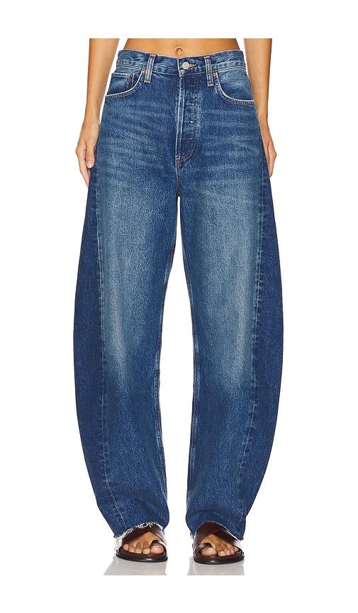 agolde luna pieced high rise curved taper jeans in denim-medium. - size 23 (also in 24, 25, 26, 27, 28, 29)
