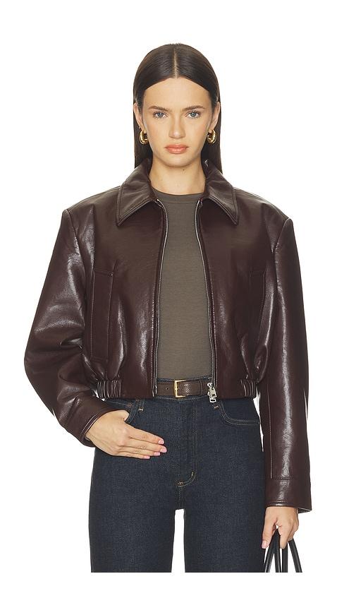 agolde nahla cropped jacket in brown. - size l (also in xs, s, m, xl)