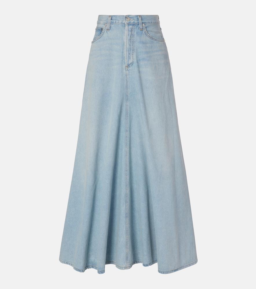 agolde odin mid-rise denim maxi skirt