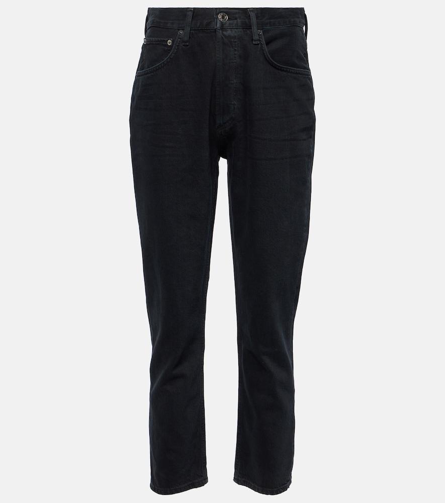 agolde riley crop high-rise slim jeans