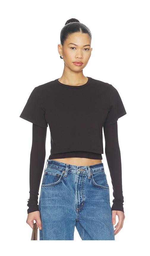 agolde romily tee in chocolate. - size l (also in m, s, xs)