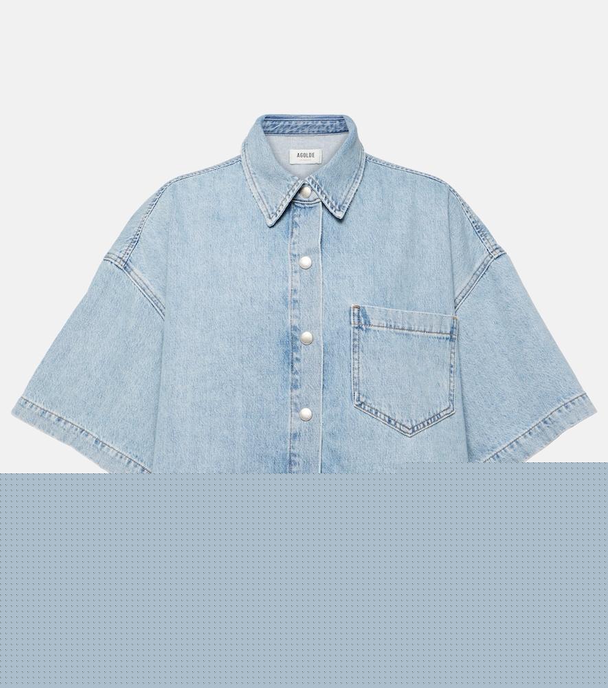 agolde rona box cropped denim shirt