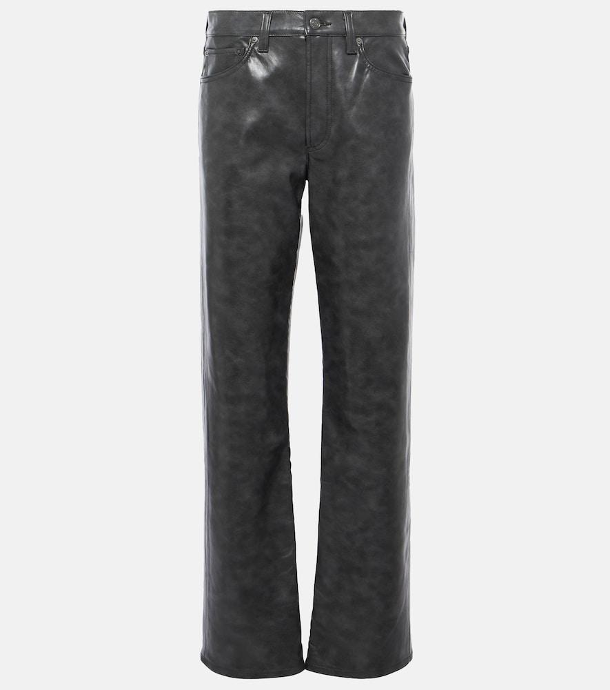 agolde sloane mid-rise leather straight pants