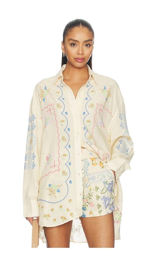 agua bendita anastasia bleu top in beige. - size m/l (also in xs/s)