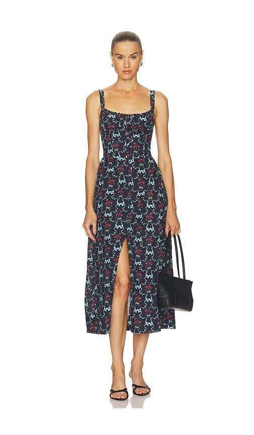 agua bendita carola cherish dress in navy. - size l (also in s, m)