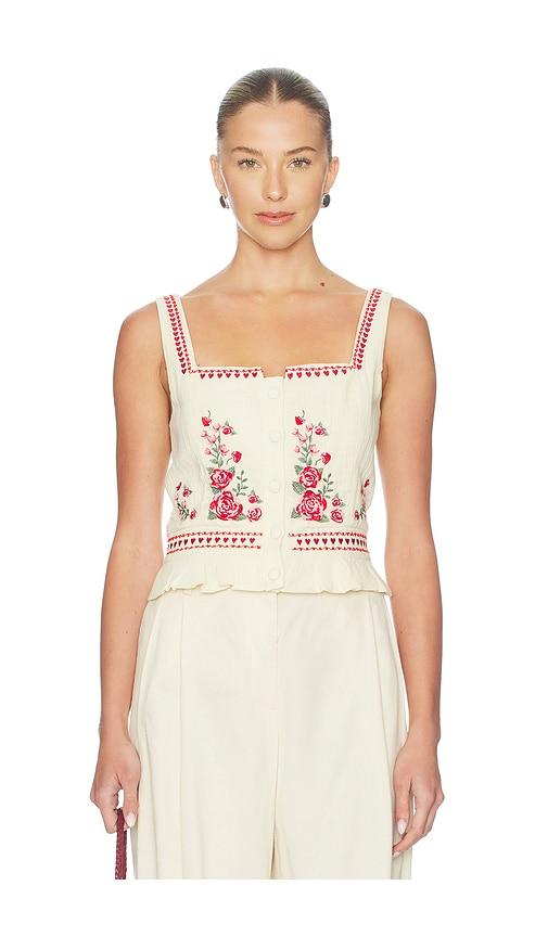 agua bendita charlotte cherish top in cream. - size l (also in s, m)