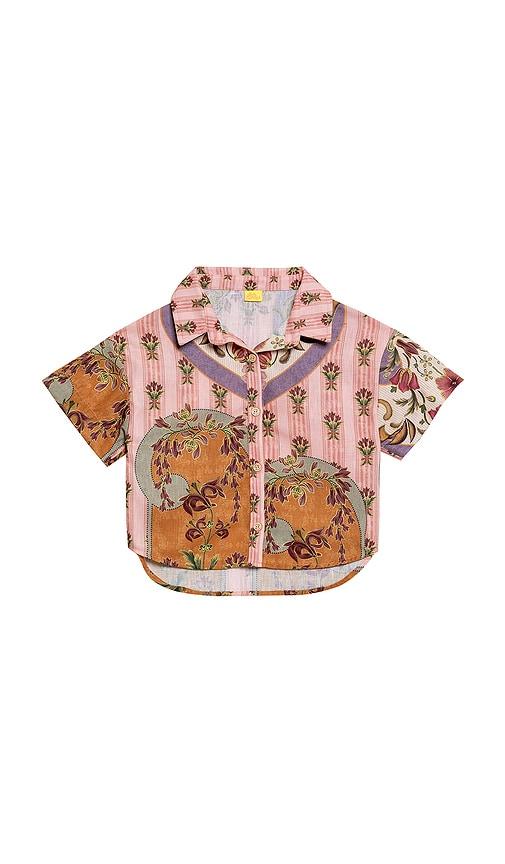 agua bendita clarabelle aura shirt in pink,brown. - size 4 (also in 6)