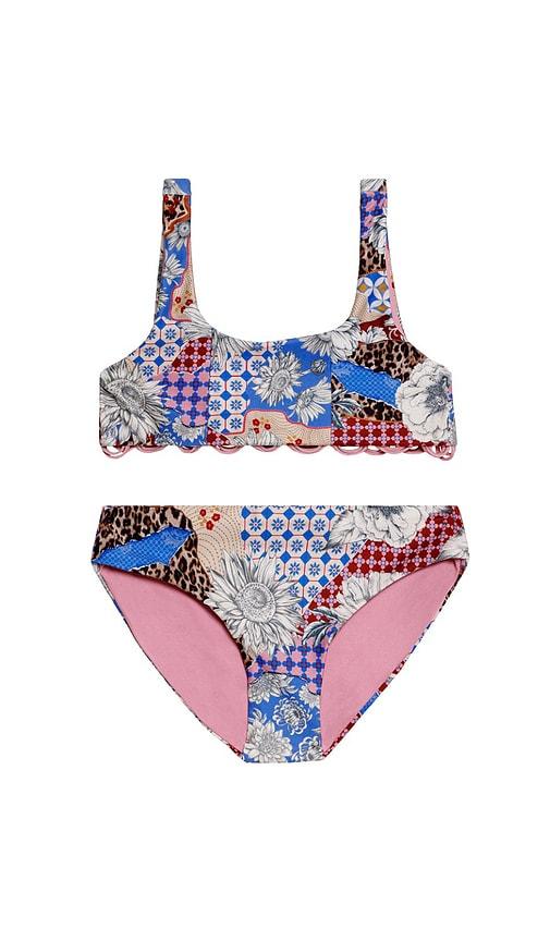 agua bendita dolce quilt bikini set in blue,burgundy. - size 2 (also in 6)