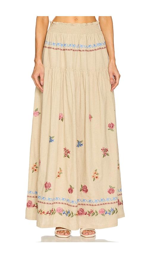agua bendita jenna blush maxi skirt in tan. - size l (also in s, m)