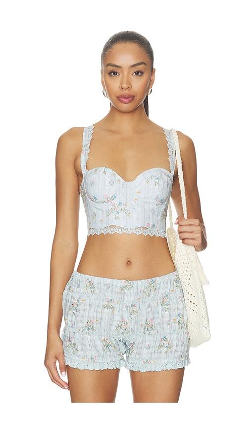 agua bendita jovie bleu top in blue. - size l (also in s, m)