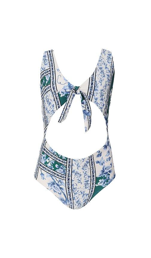 agua bendita kids iliana ivy swimsuit in white,blue. - size 2 (also in 6, 4)