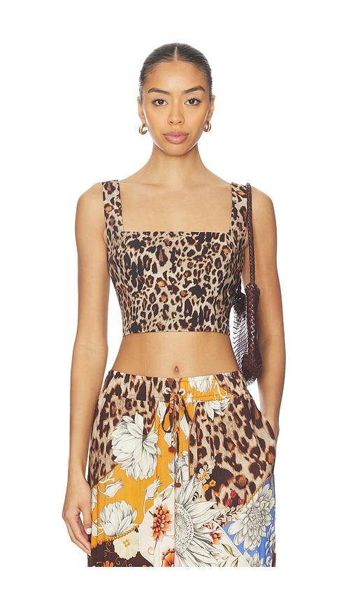 agua bendita kosia crop top in tan. - size l (also in s, m)