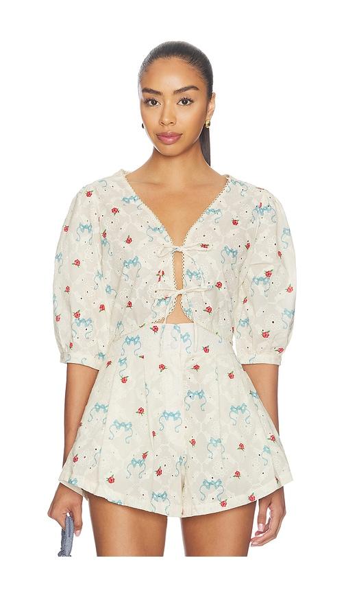 agua bendita salem print cherish top in white. - size m (also in s)