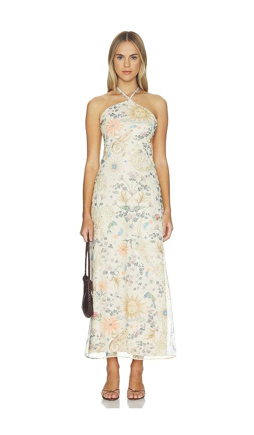 agua bendita sari solstice dress in beige. - size l (also in m, s)