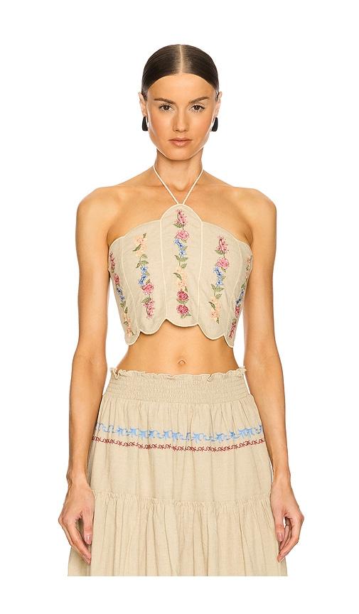 agua bendita serenity blush halter top in tan. - size l (also in s, m)