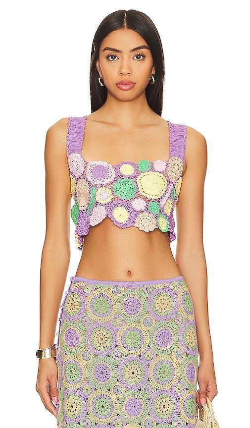 agua bendita tanit crop top in lavender,green. - size m (also in s)