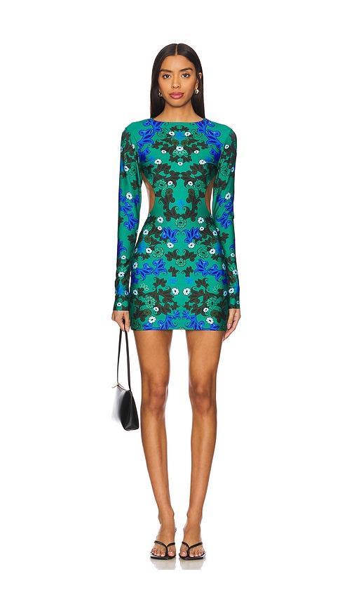 agua bendita x revolve juliana dashi mini dress in green. - size l (also in s, m)