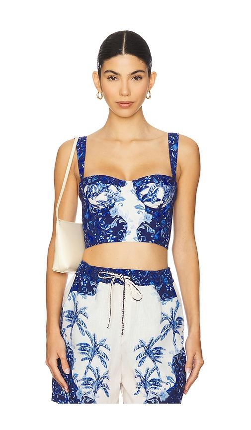 agua bendita x revolve lupe crop top in blue. - size l (also in s)