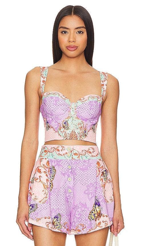 agua bendita x revolve lupe crop top in purple. - size l (also in m, s, xs)
