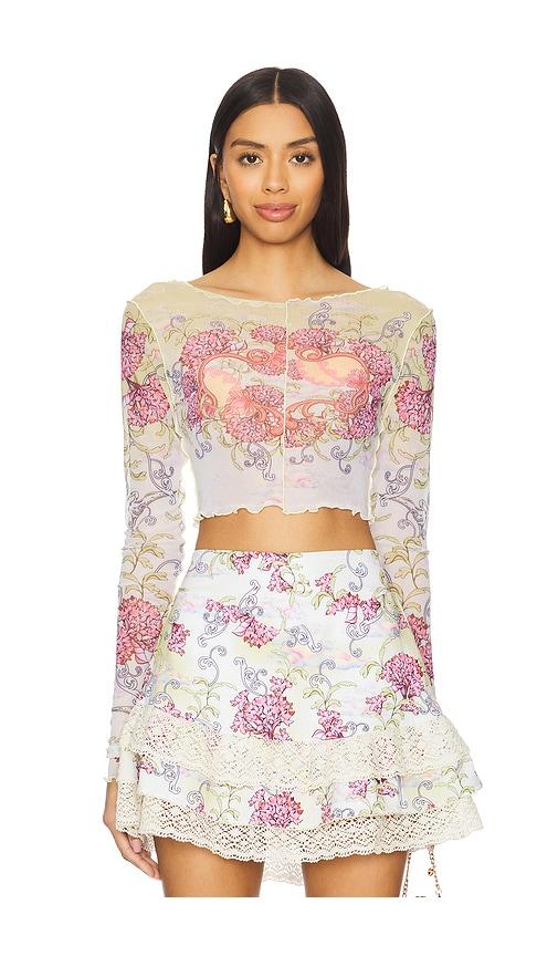 agua bendita x revolve nelly crop top in lemon. - size l (also in s, xl)