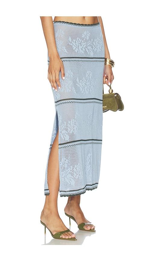 agua bendita x revolve tove skirt in blue. - size l (also in s, xs, m, xl)