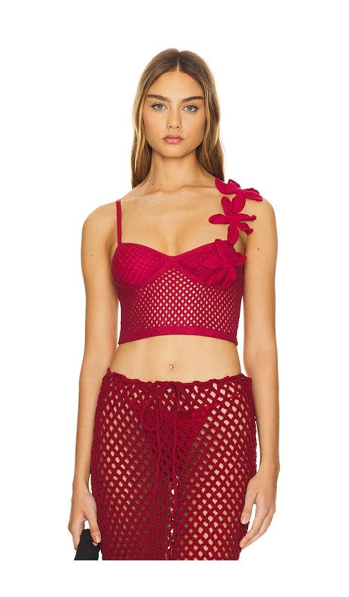 agua bendita x revolve ziah crop top in red. - size s (also in xl)