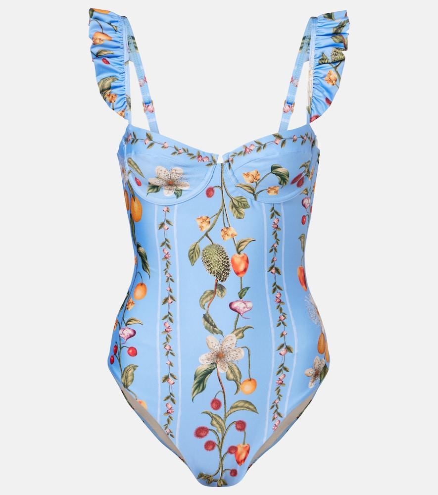 agua by agua bendita ajonjoli printed ruffled swimsuit