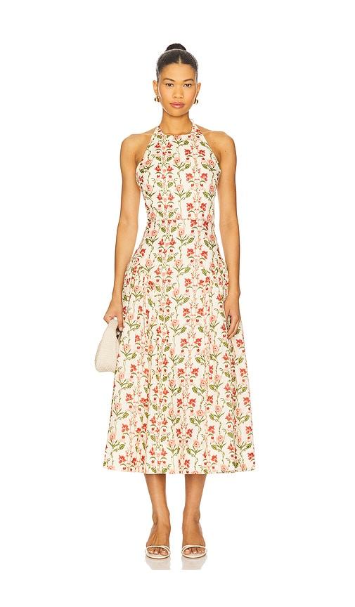 agua by agua bendita balsa canna dress in red,beige. - size xl (also in xs)