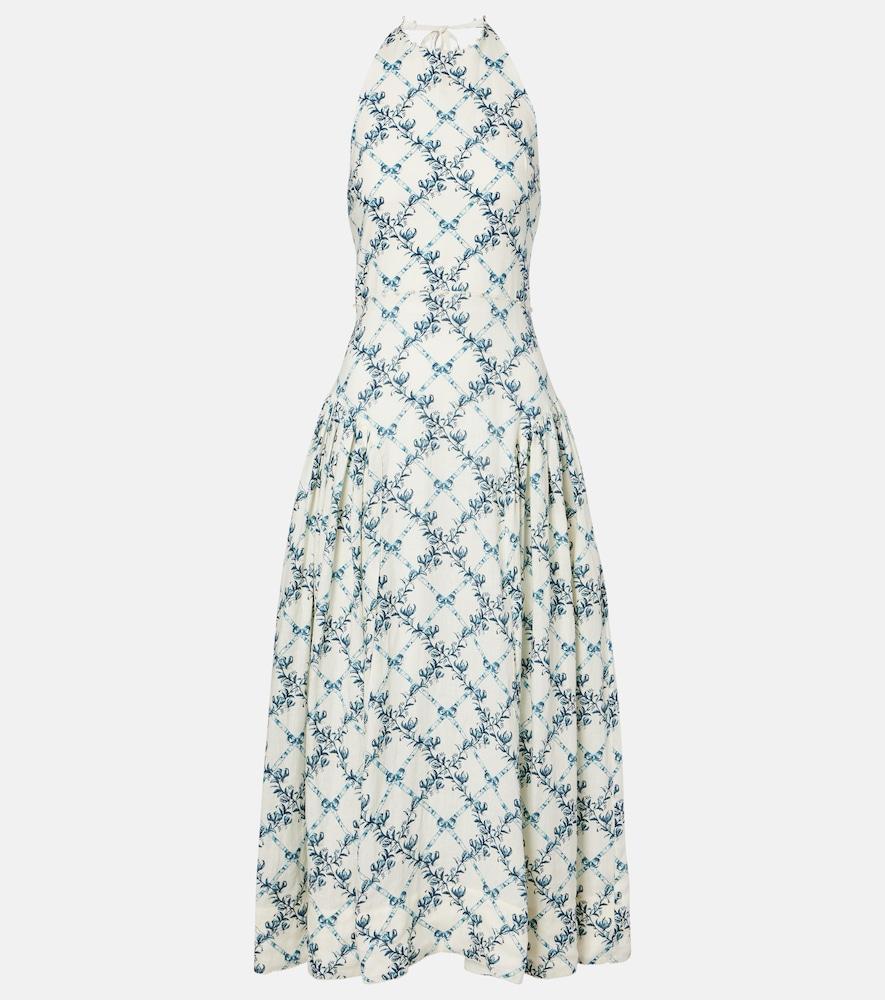 agua by agua bendita balsa open-back linen midi dress