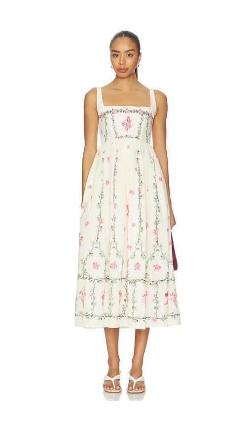agua by agua bendita barbara midi dress in cream. - size l (also in xs, s, m)