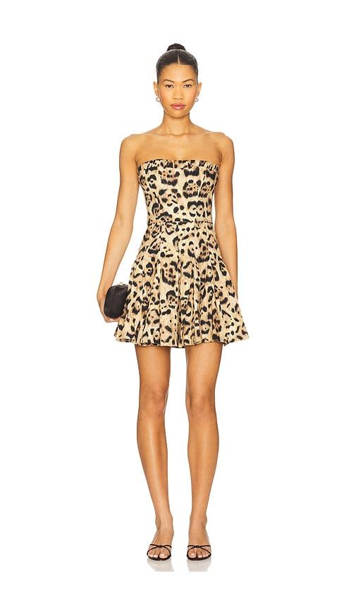 agua by agua bendita caudal jaguar dress in tan. - size l (also in xs, m, xl)