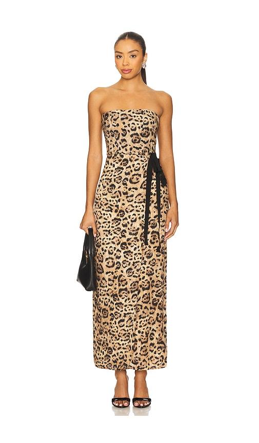 agua by agua bendita cinefila jaguar dress in tan. - size s (also in xl)