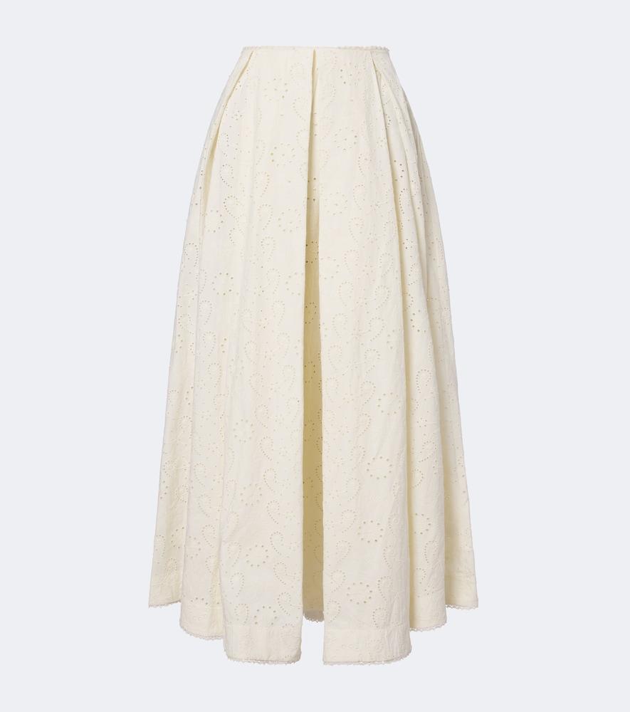agua by agua bendita delta broderie anglaise cotton maxi skirt