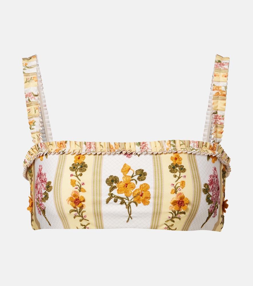 agua by agua bendita floral embroidered bikini top