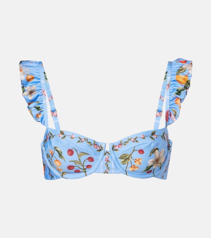 agua by agua bendita kiwi printed ruffled bikini top