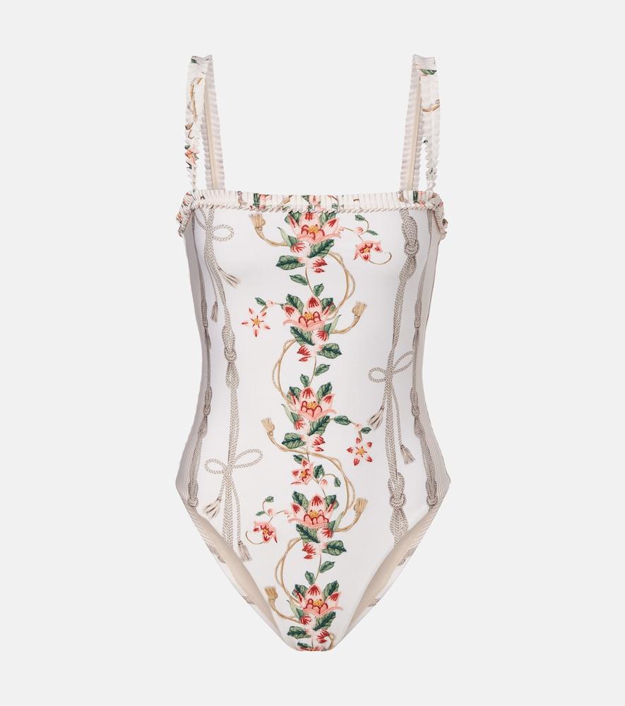 agua by agua bendita limon ruffled embroidered swimsuit