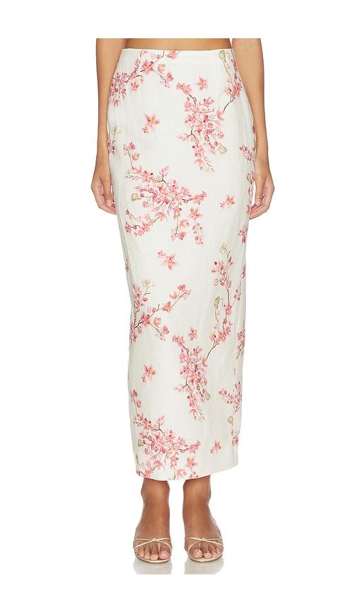 agua by agua bendita lirica cauca skirt in cream,pink. - size l (also in xs, s, xl)