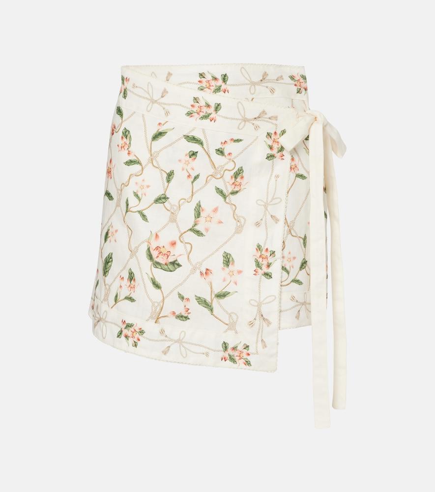 agua by agua bendita luna printed linen beach cover-up