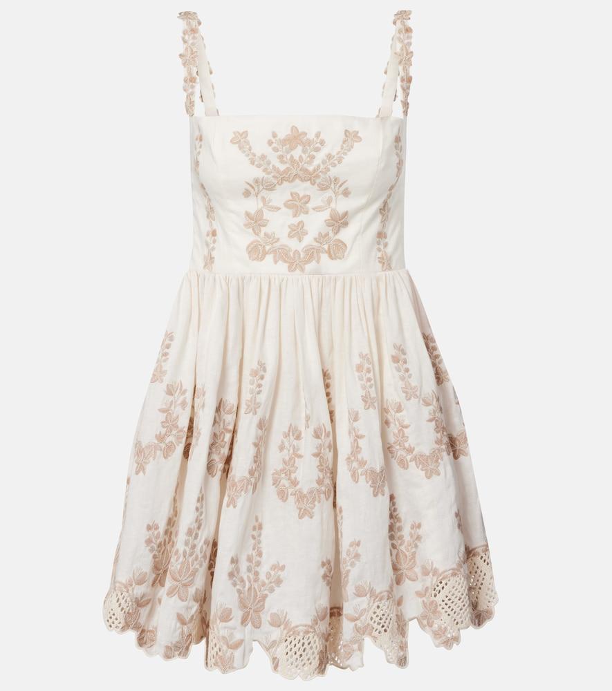 agua by agua bendita mielero embroidered linen minidress