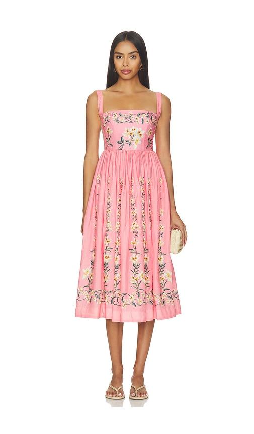 agua by agua bendita mielero midi dress in pink. - size l (also in xs, s)