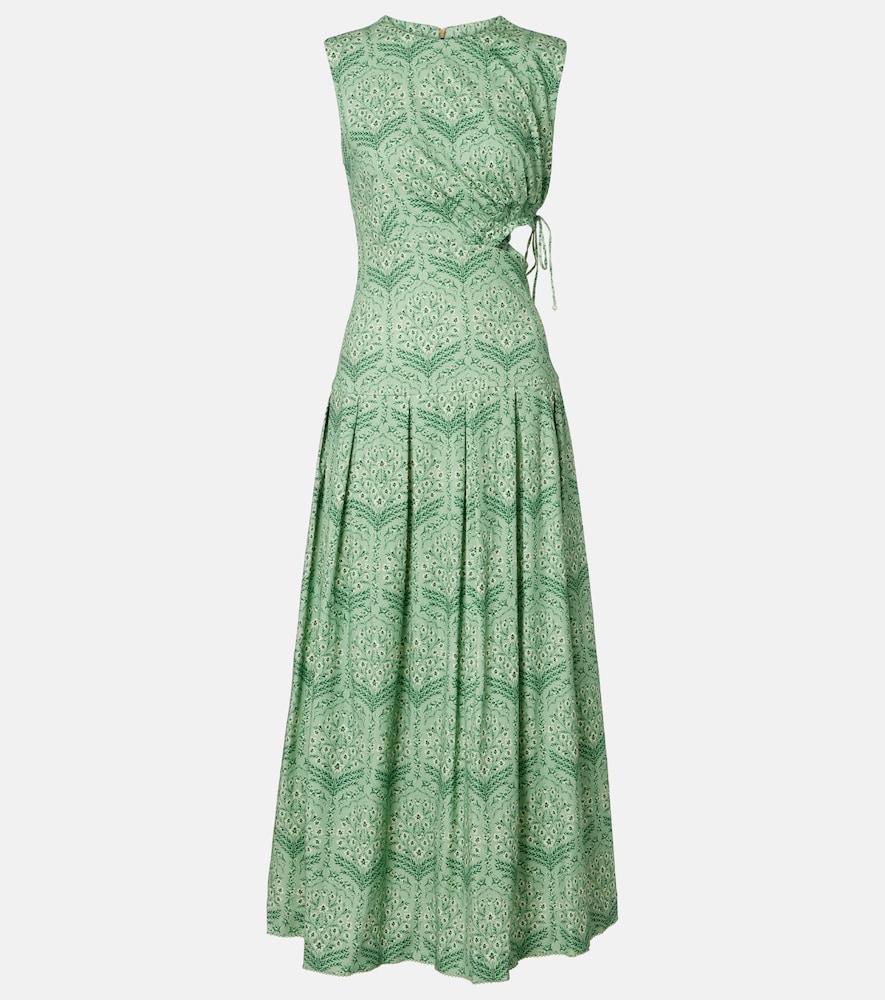 agua by agua bendita otoño printed cotton-blend maxi dress