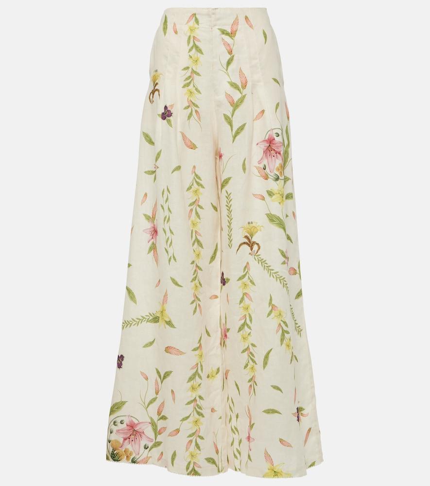 agua by agua bendita piñon marina linen wide-leg pants